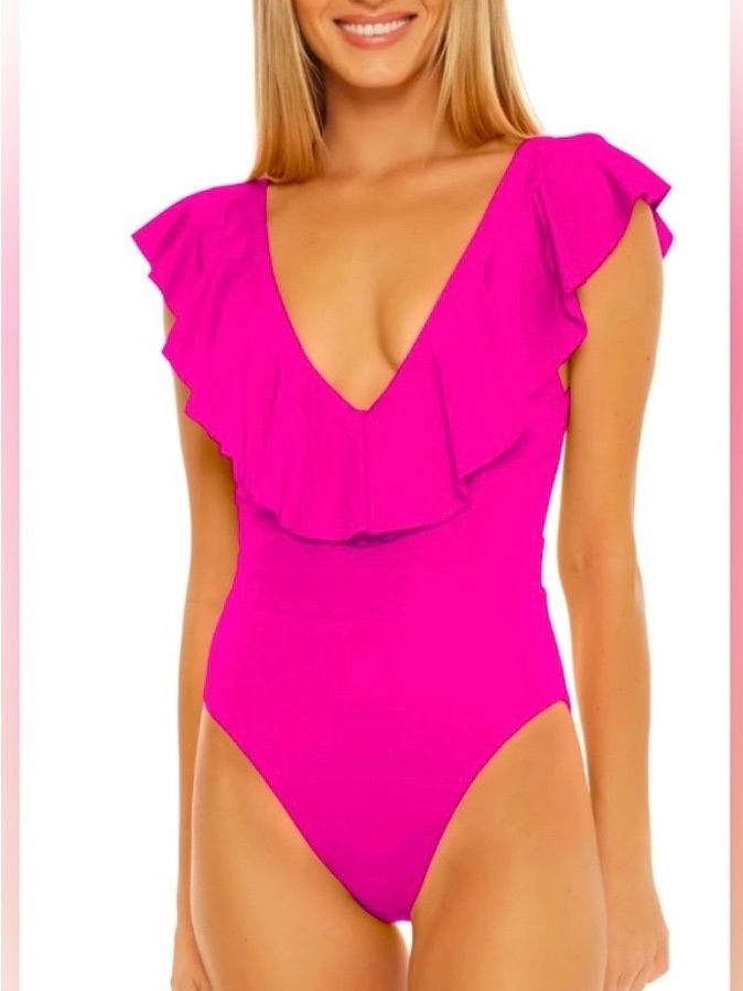 Trina Turk Hot Pink Ruffle One-Piece Swimsuit